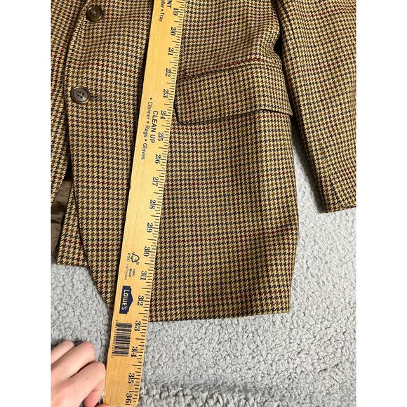 Vintage Lord & Taylor Blazer 42 Tall Ralph Lauren Wool Houndstooth Beige Tan 42T - Picture 7 of 14